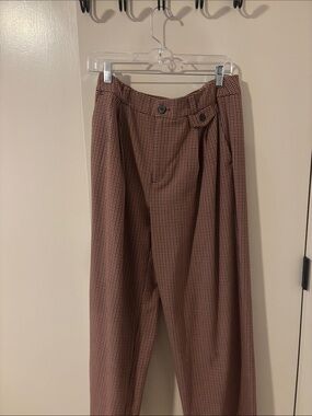 a new day women's Brown Houndstooth Pleated Dress Pants